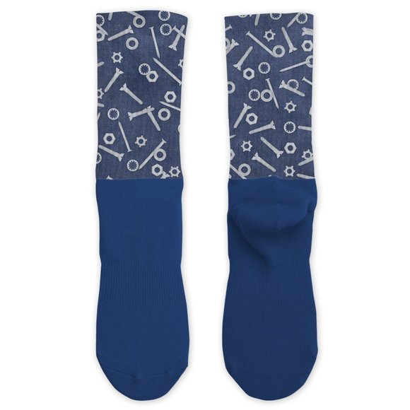 Men's Father's Day Husband Dad Nuts and Bolts Design Cotton Athletic Socks - Picture 1 of 6